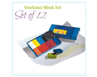 Stockmar Wax Crayon Blocks - 12 Assorted colors, Drawing Supplies, Beeswax Blocks, Beeswax Crayons, Waldorf Supplies, Waldorf Homeschooling