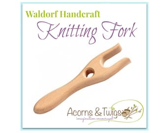 Knitting Fork, Children's Knitting Tool, Waldorf Handwork Supply, Wooden Lucet, Lucet Cord Making Tool,