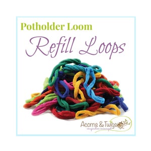7" Potholder Loops for traditional Harrisville Designs' Potholder Loom, Individual Colors, Set of 18 cotton Loops your choice from 34 colors