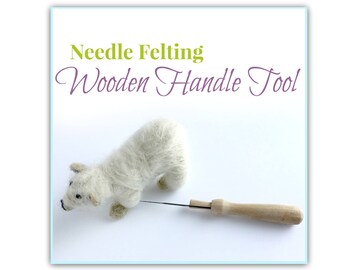 Felting Needle Holder including one single needle, Needle Felting Tools, Felting Equipment, Wooden Handle for Single Felting Needles