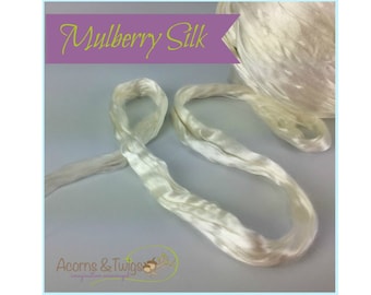Mulberry Silk, Pure White, 100% bombyx Silk for Weaving, Spinning, Needle Felting, Wet Felting, Fiber Blending and all sorts of Fiber Arts!