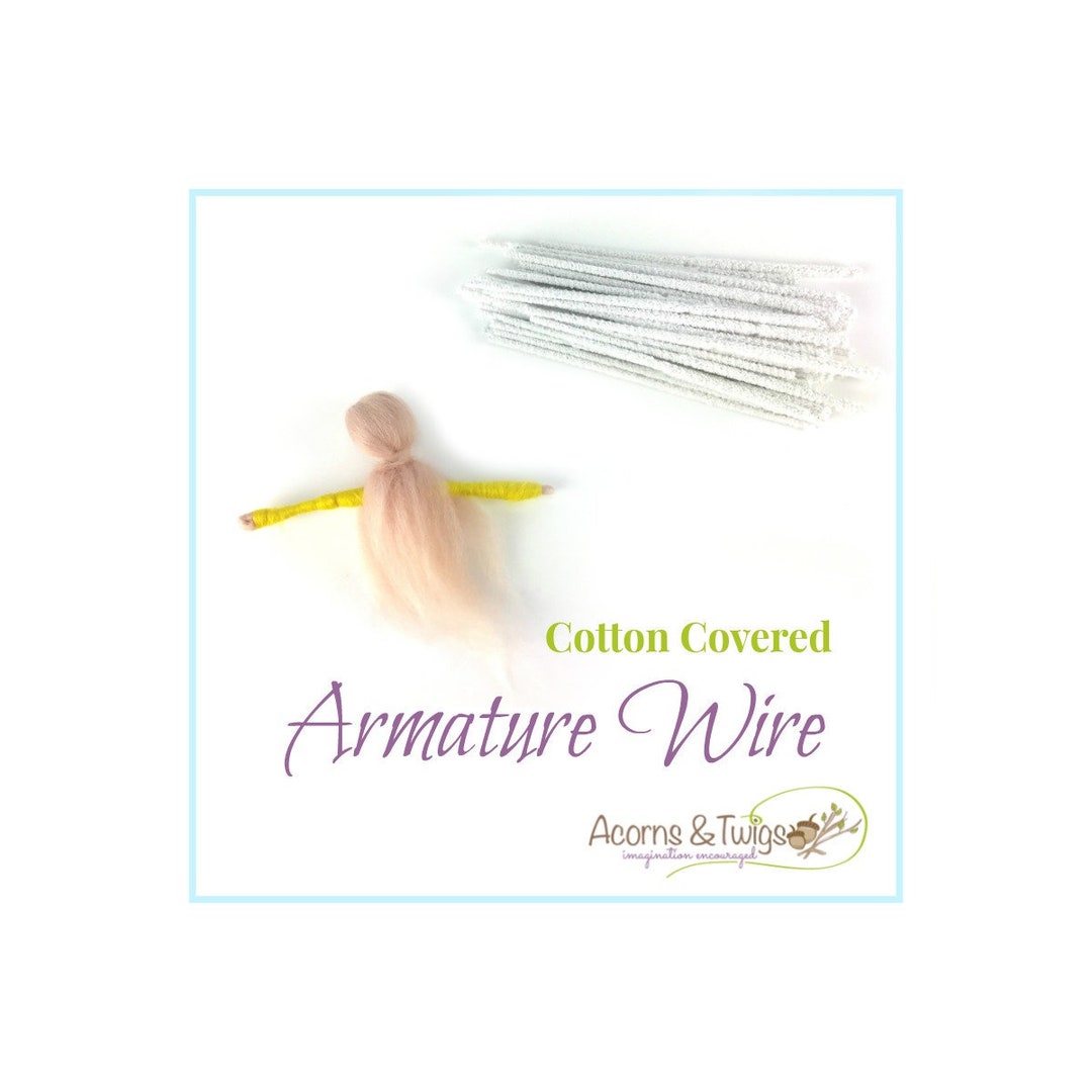 Armature Wire Plush Needle Felting Doll White 6 Long Cotton Covered