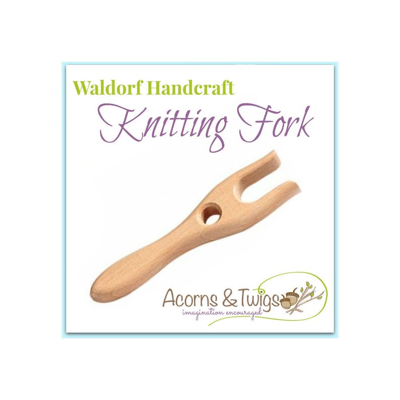 Knitting Fork, Children's Knitting Tool, Waldorf Handwork Supply, Wooden Lucet, Lucet Cord Making Tool, image 1