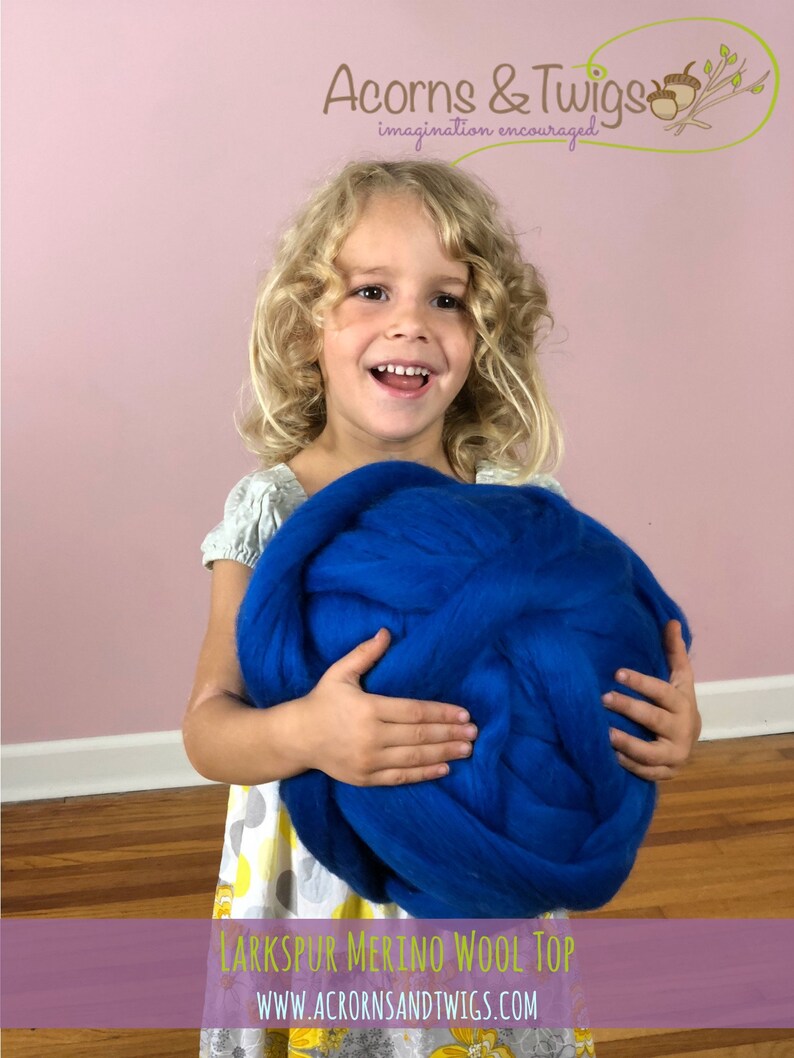 Spinning Wool Top 1 lb Blue Merino Wool Top Larkspur Wool Etsy