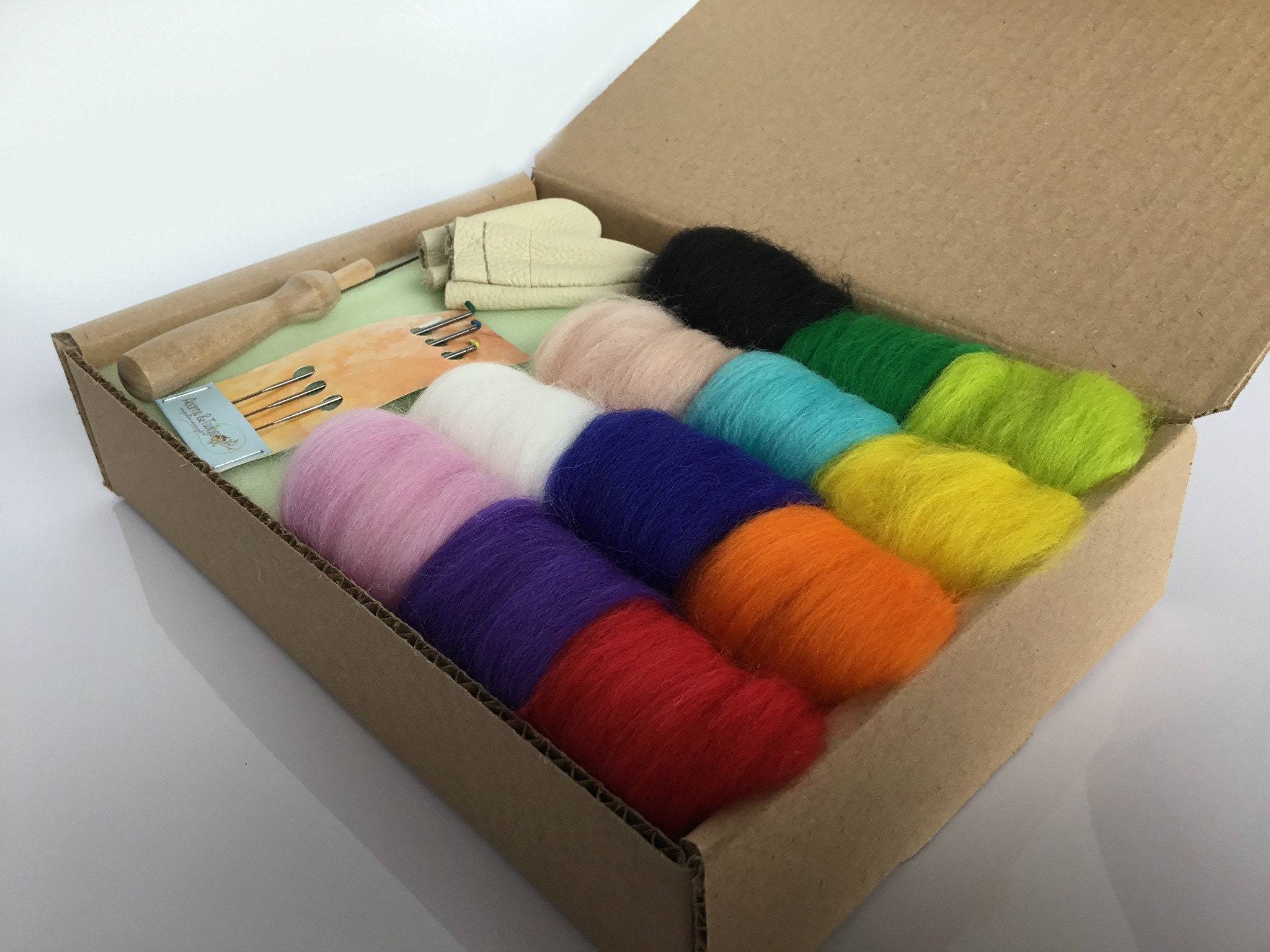 Needle Felting Starter Kit Tools and 2 Oz Merino Wool Roving Etsy