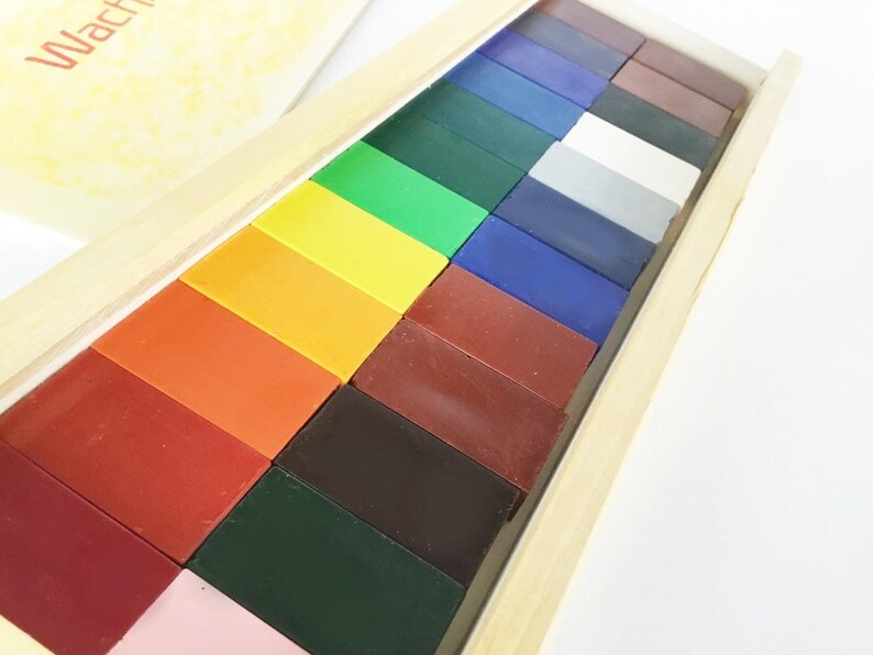 24 Stockmar Wax Crayon Blocks in a Wood Box Drawing Etsy