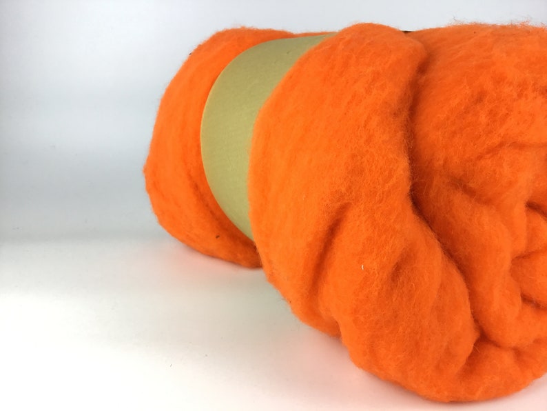 Bright Orange Carded Wool Batting, 1 oz Batts for Spinning, Felting Wool Batting, DIY Roving, Spinning Batting, Spinning Batt, Wool Batting image 6
