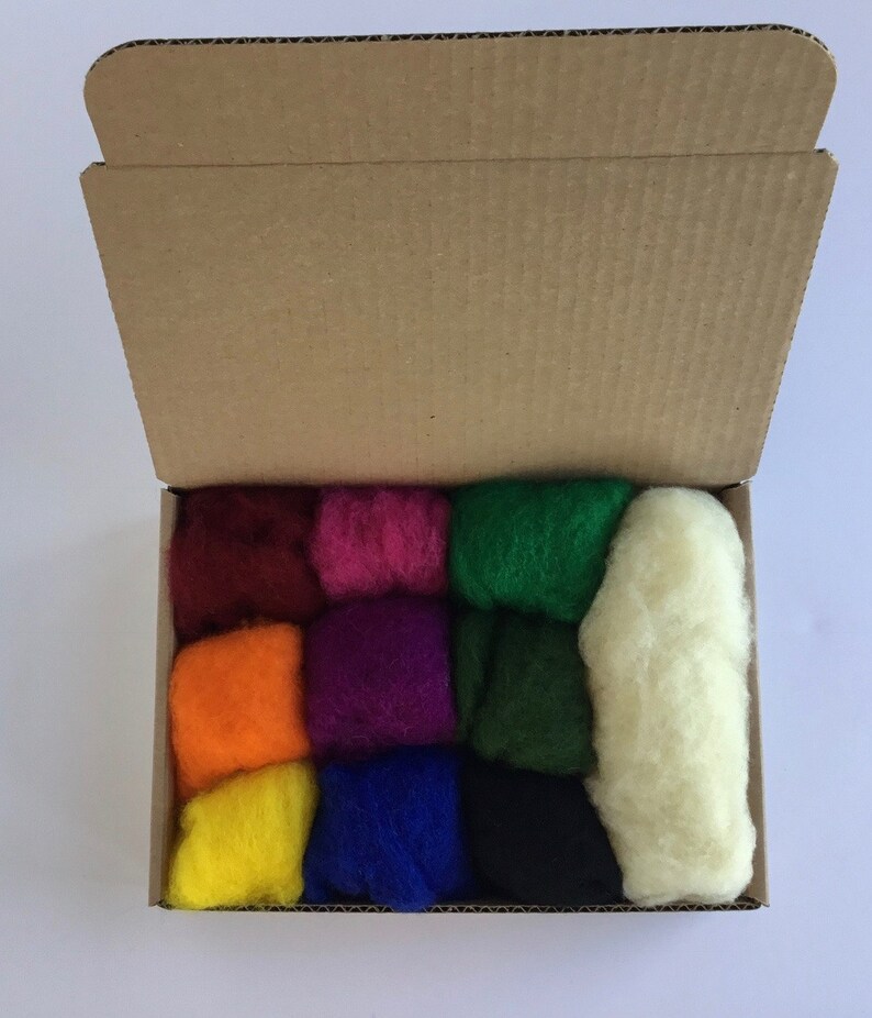 Needle Felting Starter Kit Wool Batt Dark Merino Set 9 Etsy