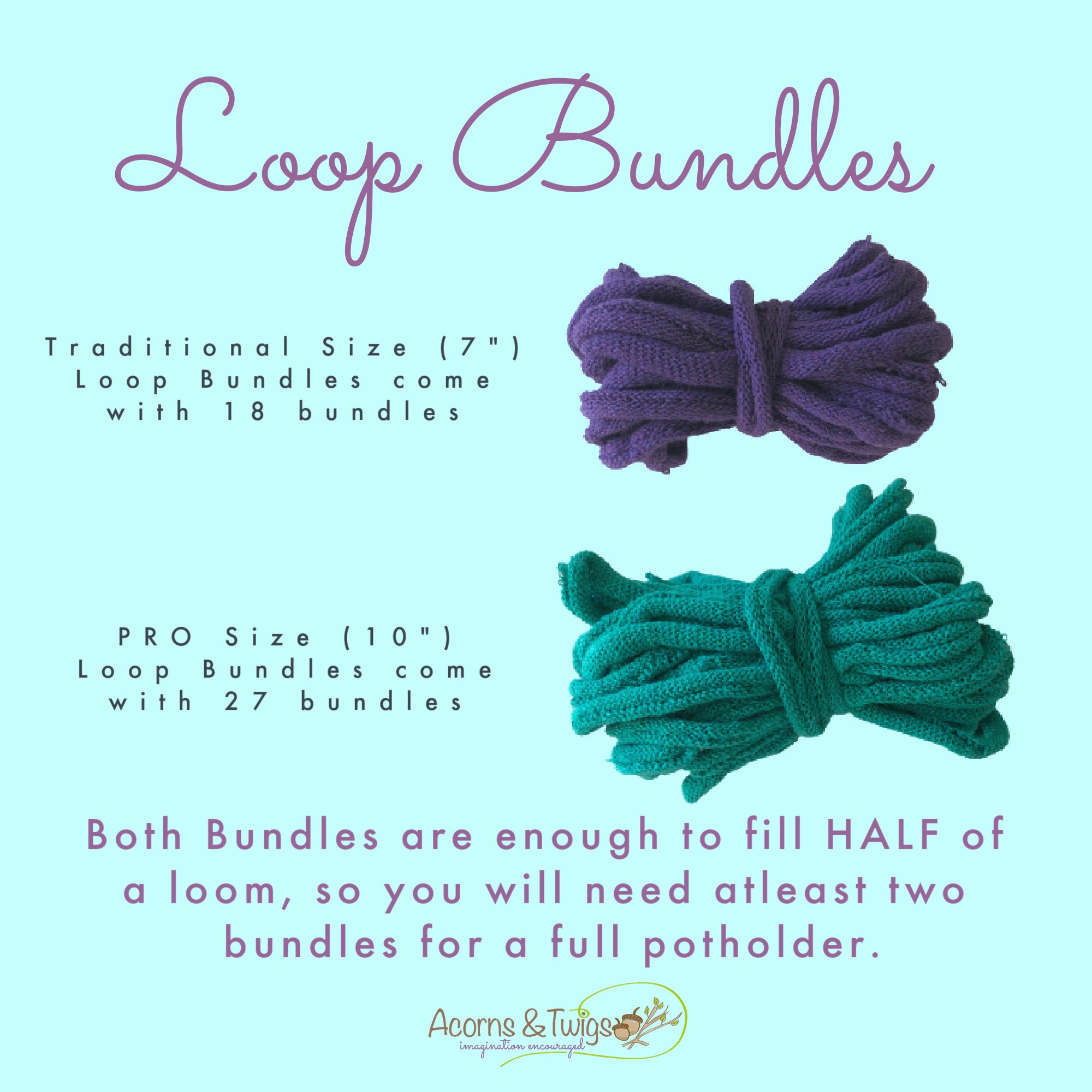 7 Potholder Loops for Traditional Harrisville Designs' Potholder Loom,  Individual Colors, Set of 18 Cotton Loops Your Choice From 34 Colors 