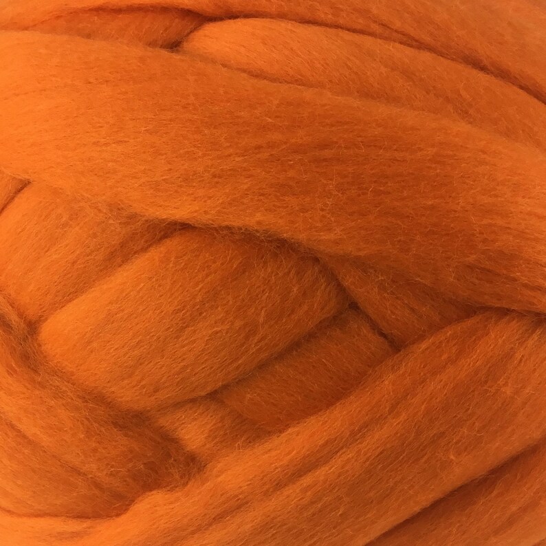 Chunky Merino Yarn, 1 lb Bright Orange Merino Wool Top, Orange Wool for Felting, Pumpkin Orange Art Supply, Natural Materials for Crafts image 5