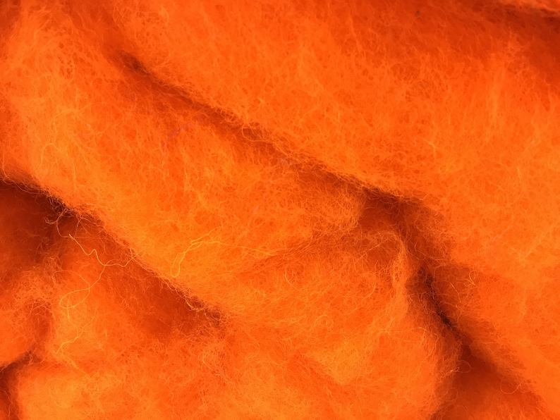 Bright Orange Carded Wool Batting, 1 oz Batts for Spinning, Felting Wool Batting, DIY Roving, Spinning Batting, Spinning Batt, Wool Batting image 5