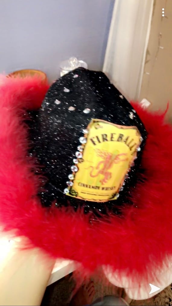 Fireball Alcohol Sparkly Cowboy Hat Bachelorette Party 21st - Etsy