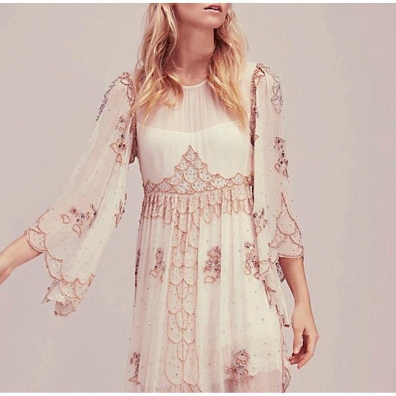 Free People LIMITED EDITION Hand Beaded Dress Size Small – 1 of 150 | Rare Boho image 13