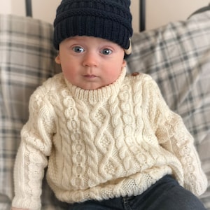 Baby Knit Pullover, Irish Fisherman Sweater, Baby Shower Gift, Kids Clothes