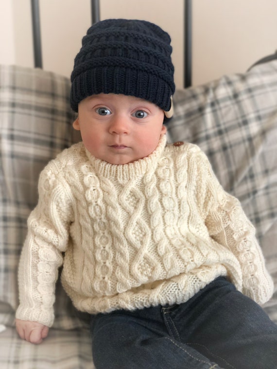 Baby Knit Pullover, Irish Fisherman Sweater, Baby Shower Gift, Kids Clothes  