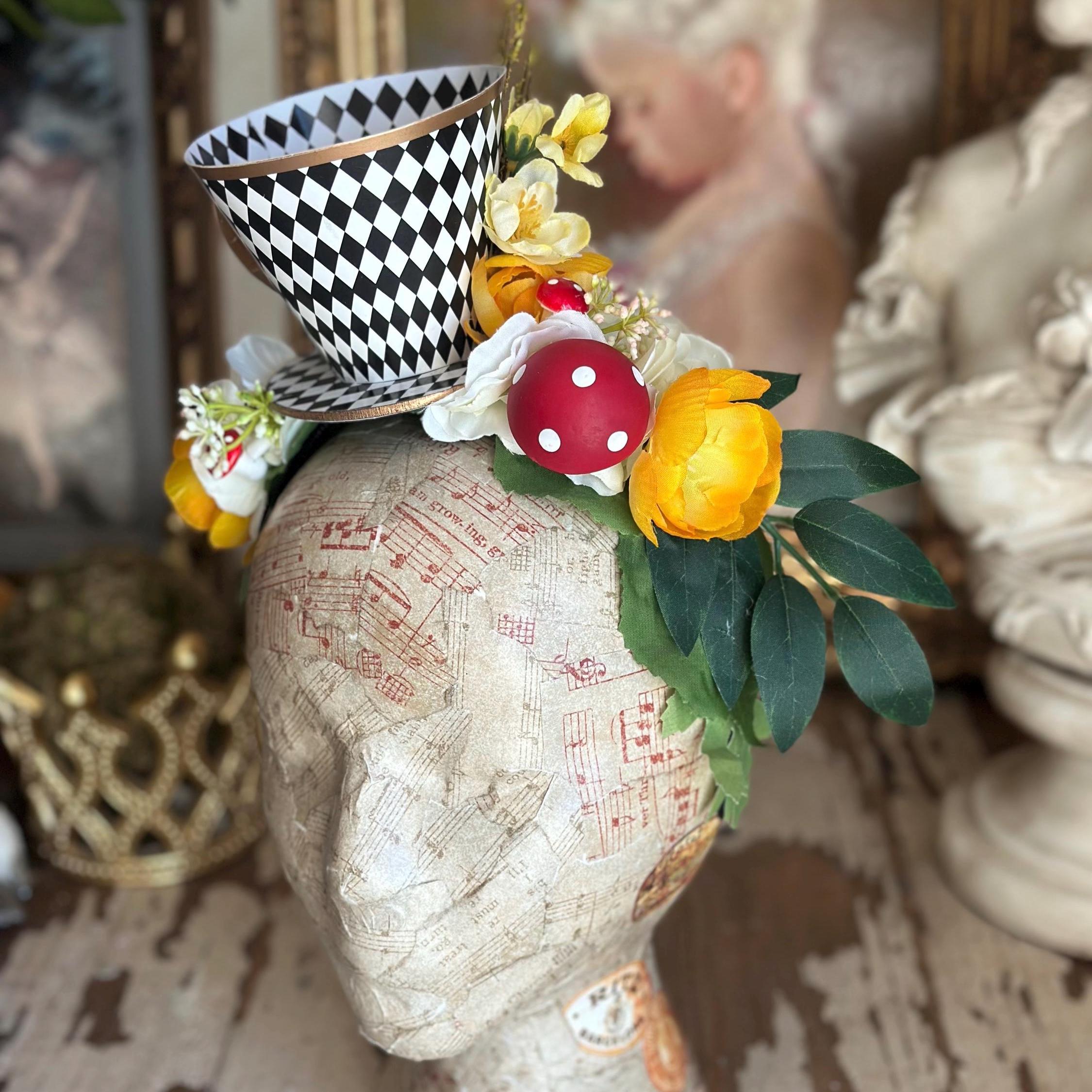Mad Hatter Mini Hat, Wonderland Headpiece, Teacup Headpiece, Alice