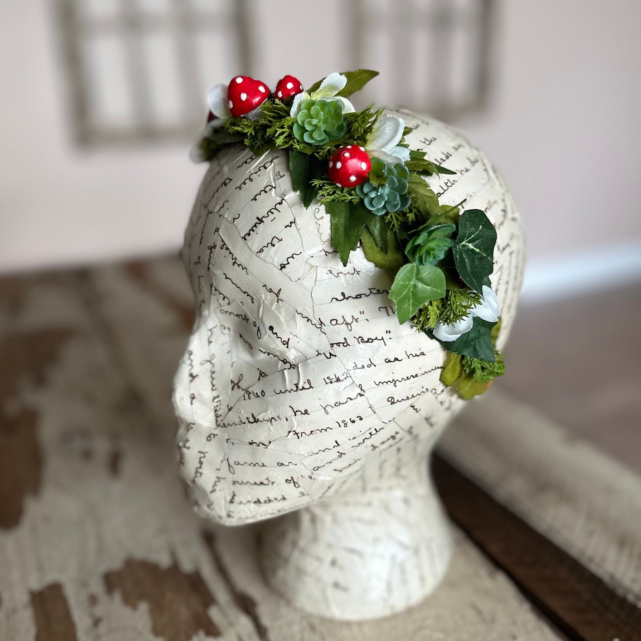 Succulent Headpiece with Brown Accents Trim Hats and Headbands with Succulents main image 4