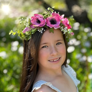 Cottagecore Flower halo, Spring Anemone Fairy Crown, flower girl crown, pink bridal Halo, Halloween costume, pixie floral crown, fairycore,
