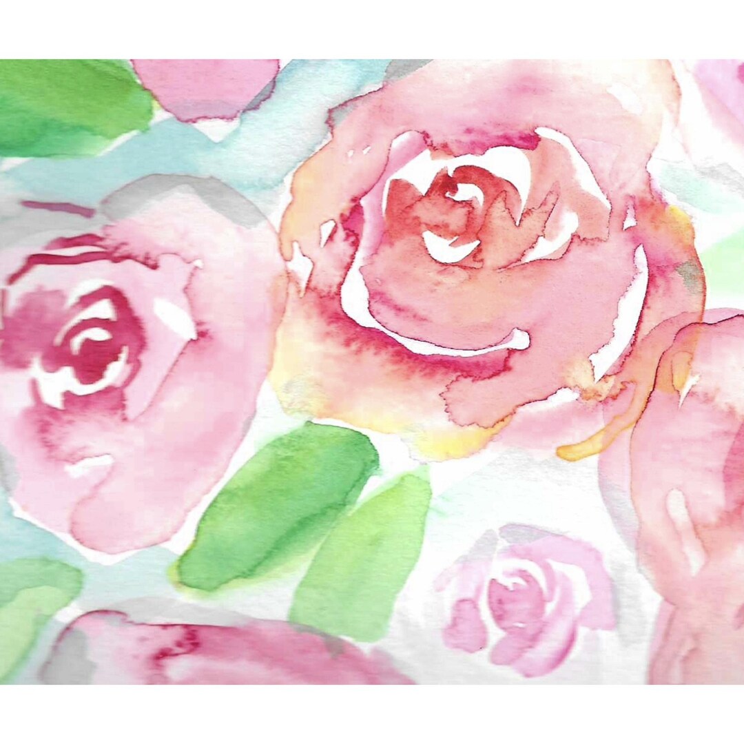 Watercolor Rose Wall Art Print, Blush Pink Roses, Digital Download - Etsy