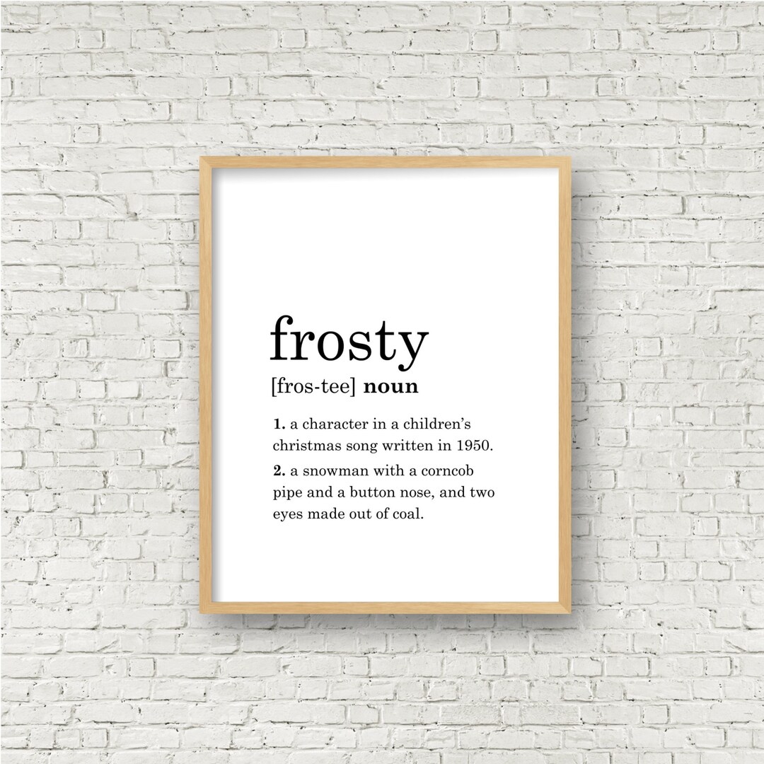Frosty Definition Print // Printable Wall Art // Digital Etsy New Zealand