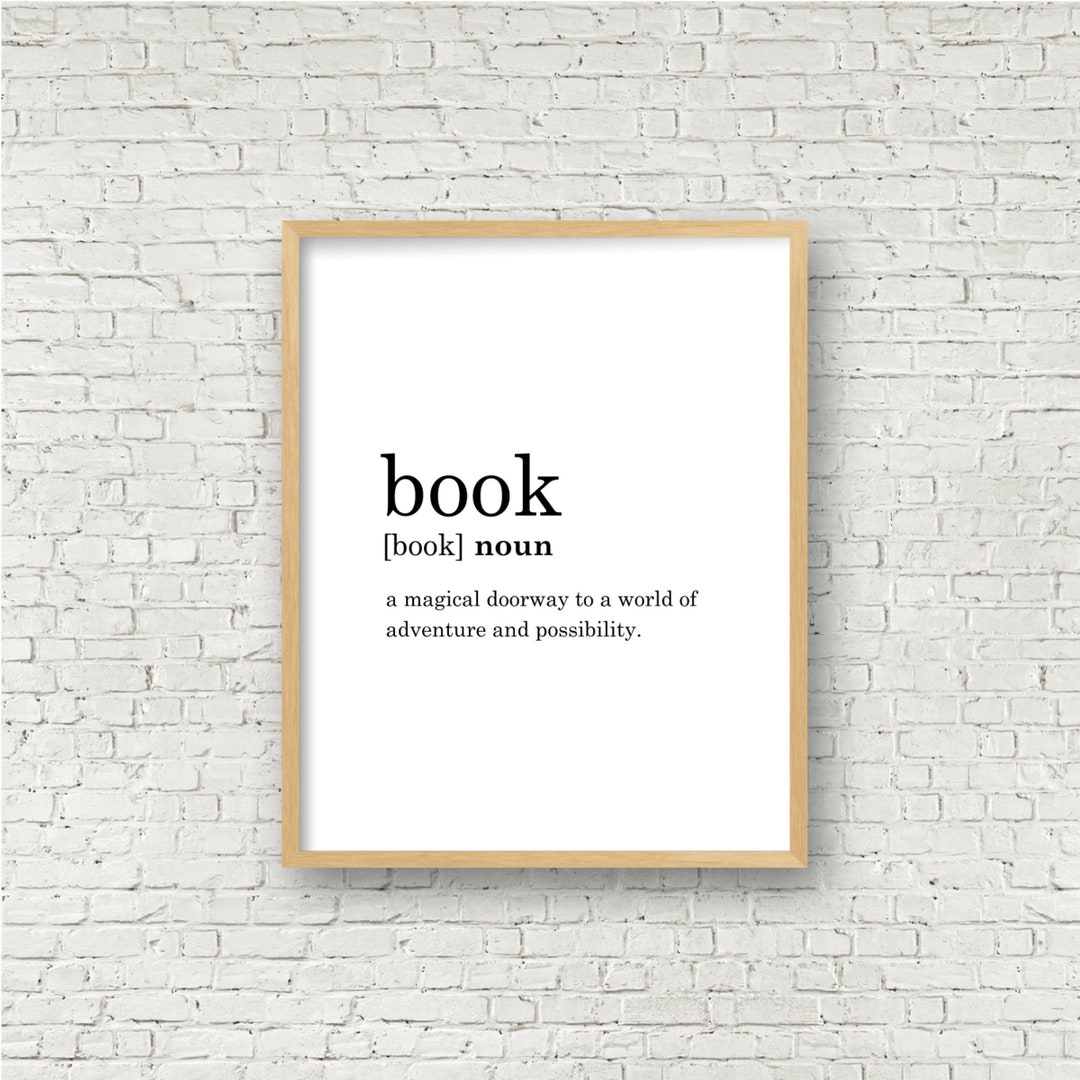 Book Definition Print Printable Wall Art Digital Instant Etsy