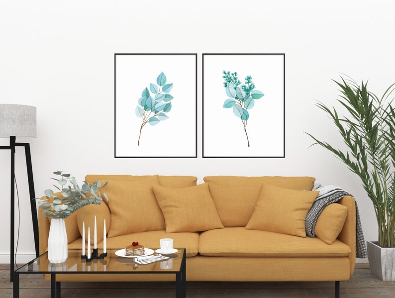 Set of 2 Eucalyptus Branches Printable Wall Art Digital Instant Download