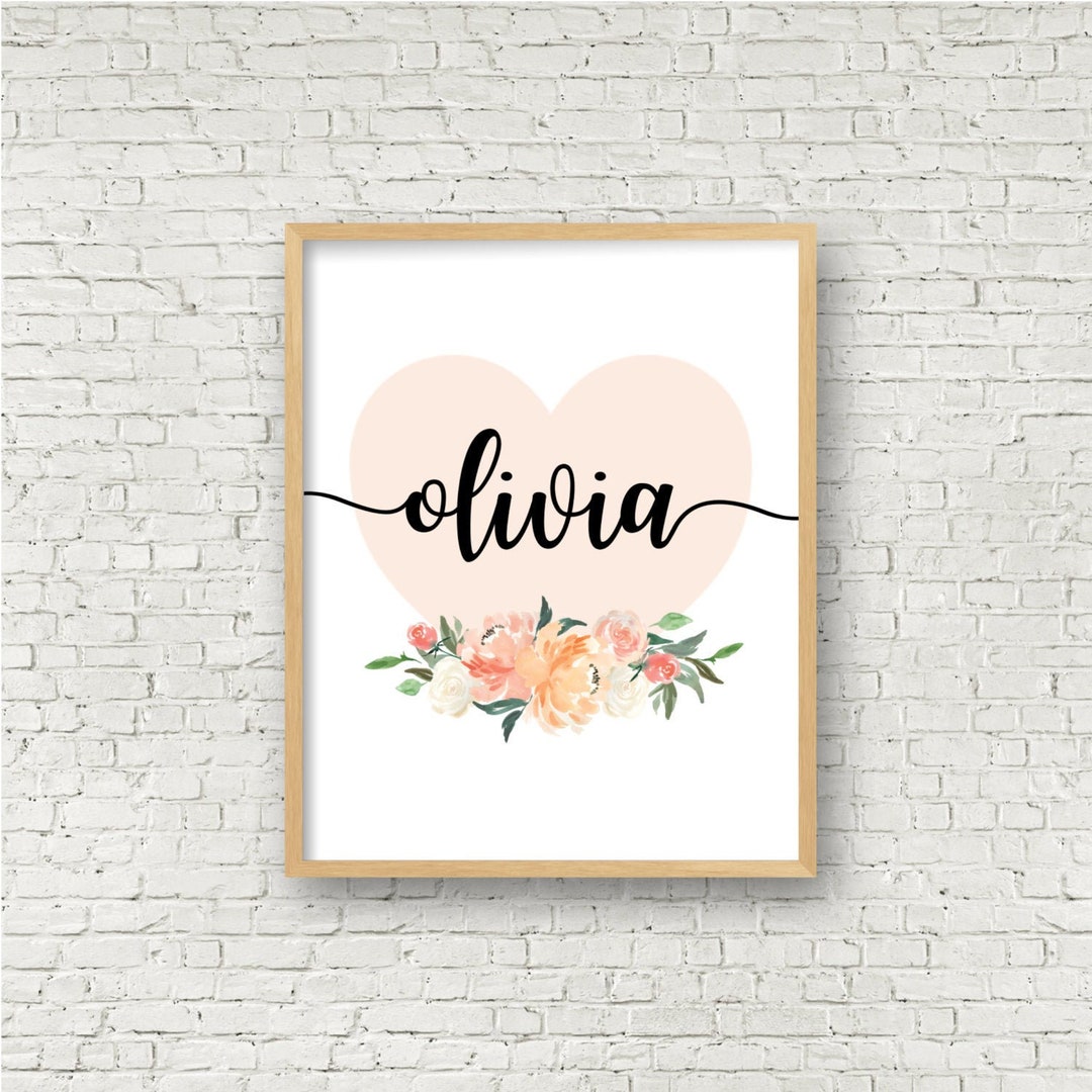 CUSTOM Baby Girl Name Print // Printable Wall Art // Instant - Etsy