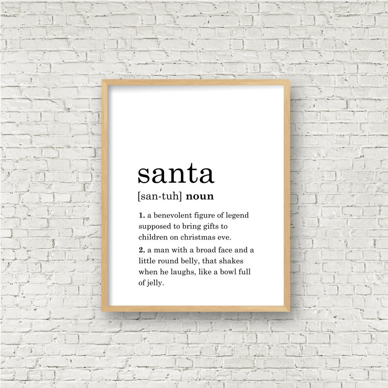 Santa Definition Print // Printable Wall Art // Digital Etsy