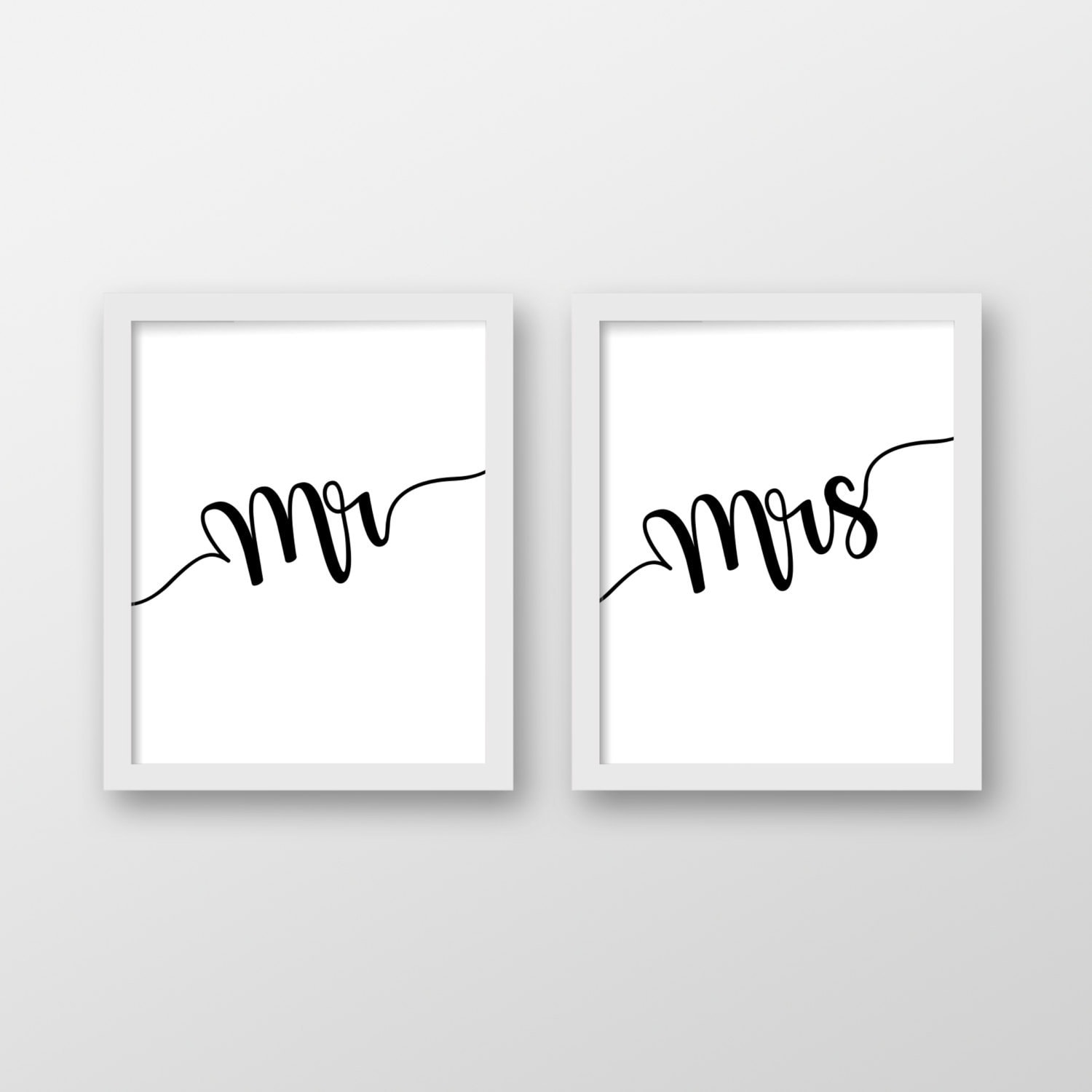 Set of 2 Mr. and Mrs. Prints // Printable Wall Art // Digital Instant ...