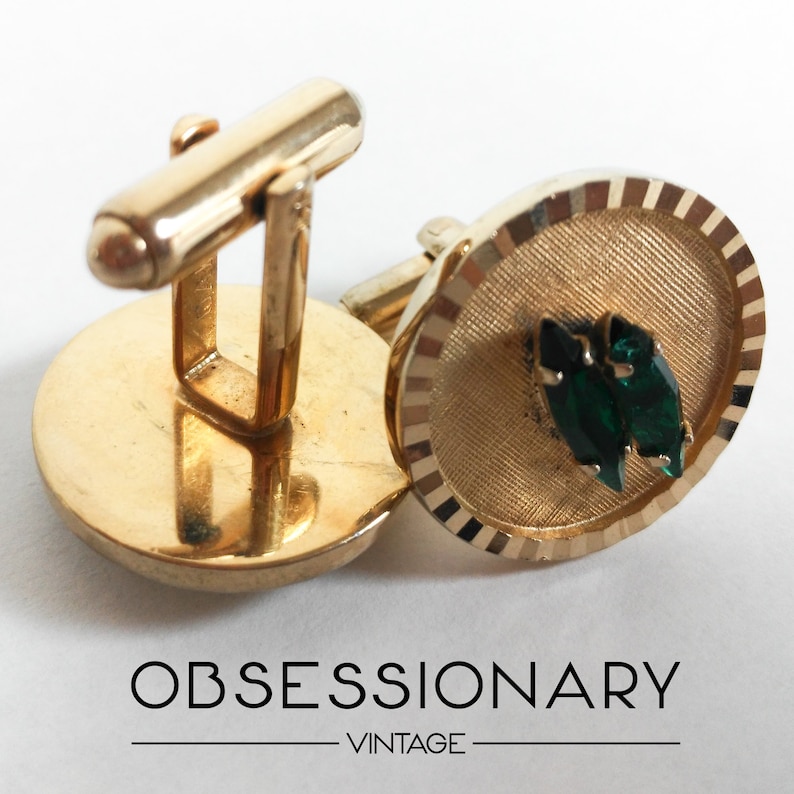 Cufflinks Vintage Dante Bullet Back Round Golden Gold Etsy