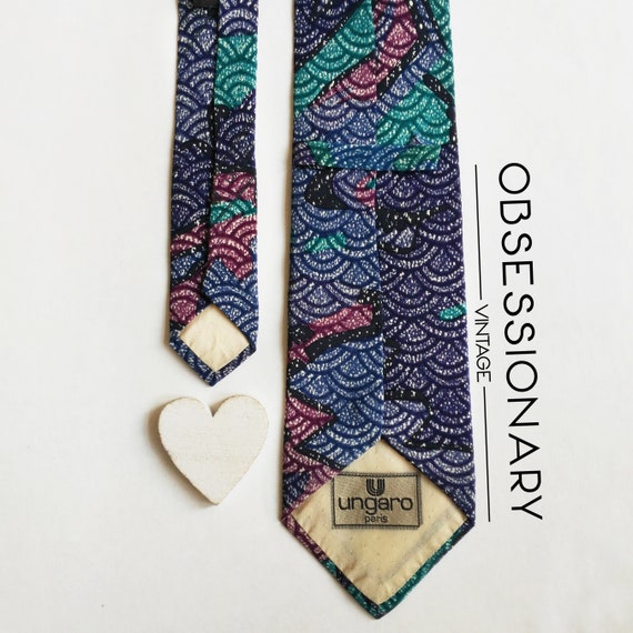 Ungaro vintage tie, silk, blue, pattern, wedding,… - image 3