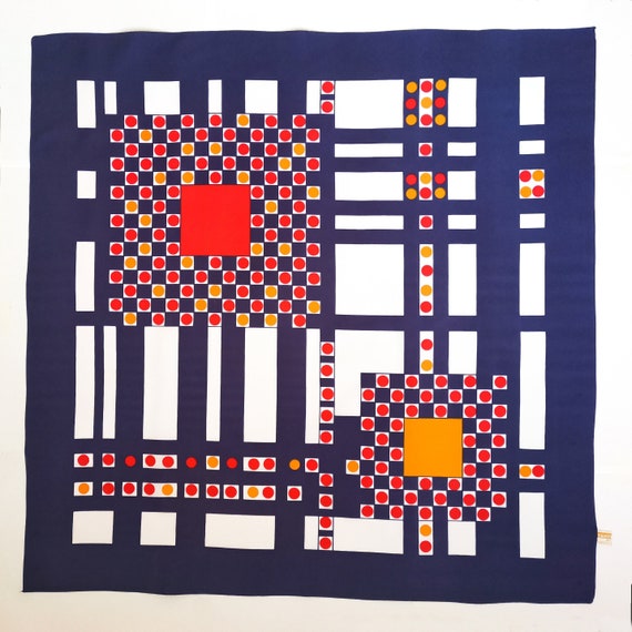 Trevira vintage foulard, geometric pattern, polye… - image 1