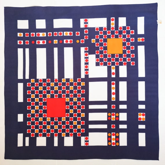Trevira vintage foulard, geometric pattern, polye… - image 2