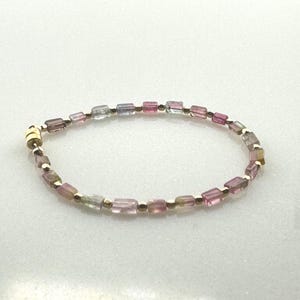 Cotton Candy Tourmaline beaded bracelet,  October Birthday gift for her
