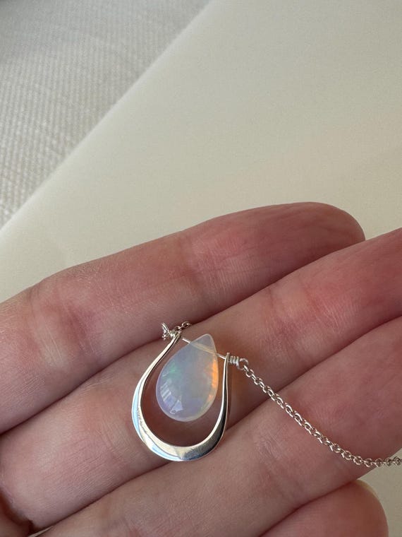 Fiery Ethiopian Welo Opal Gold Filled Necklace: October Birthstone