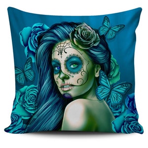 Funda de cojín/almohada con diseño de calavera de Halloween n.° 2 (ocho colores disponibles)