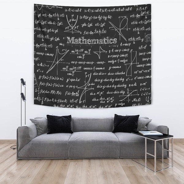Mathematica Design #1 Hanging Tapestry / Wall Art Decor (Black) - Great Gift For Mathematicians, Teachers, Math Geeks, And Science Nerds