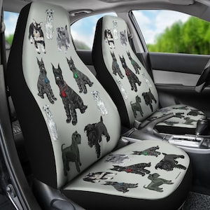 I Love Schnauzers Pair Of Micro Fiber Car Seat Covers (Silver Martin, No Heart) - Great Gift For Dog Lovers, Especially Schnauzers