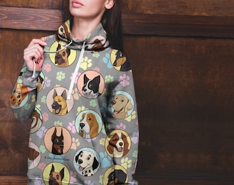 Dogs Galore All Over Hoodie For Men, Women & Youths - Great Gift For Dog Lovers