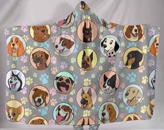 Dogs Galore Hooded Sherpa Blanket - Great Gift For Dog Lovers