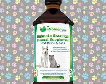 BeMedFree.com Ultimate Essential Mineral Supplement - Just Add To Water To Supply 70 Natural Elements To Dogs And Cats - 8 Fl. Oz.