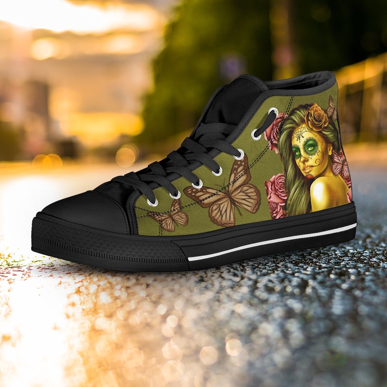 Calavera Design #2 SAVE 10 BUCKS! Accessorize Yourself Bundle #1-1 Shoulder Bag /& 1 Pair Of High Top Canvas Shoes Yellow