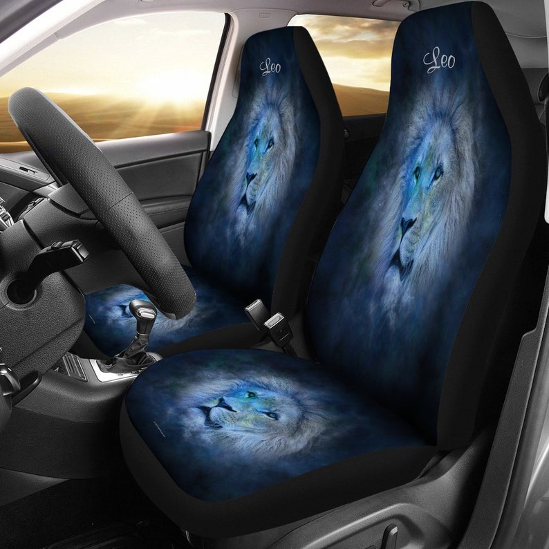 Leo lion Zodiac Sign Pair of Micro Fiber Car Seat Covers Etsy