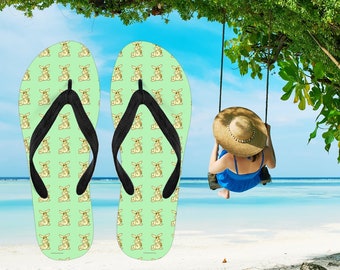 Bunny Rabbits Design #1 Flip-Flops (Light Green) - Great Gift For People Who Love Rabbits