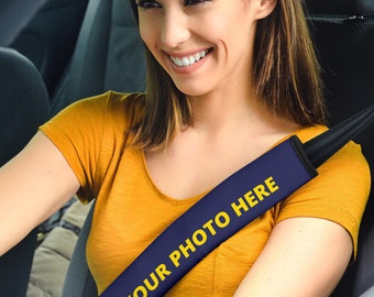 Personalized Pair Of Seat Belt Covers Using Your Own Photo Or Design - Great Gift For Car Drivers - NO REFUNDS
