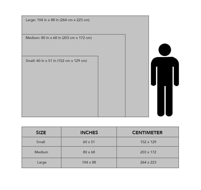 May include: A chart showing the different sizes of a product, with measurements in inches and centimeters. The sizes are small, medium, and large. The chart also includes a silhouette of a person to help visualize the size of the product.