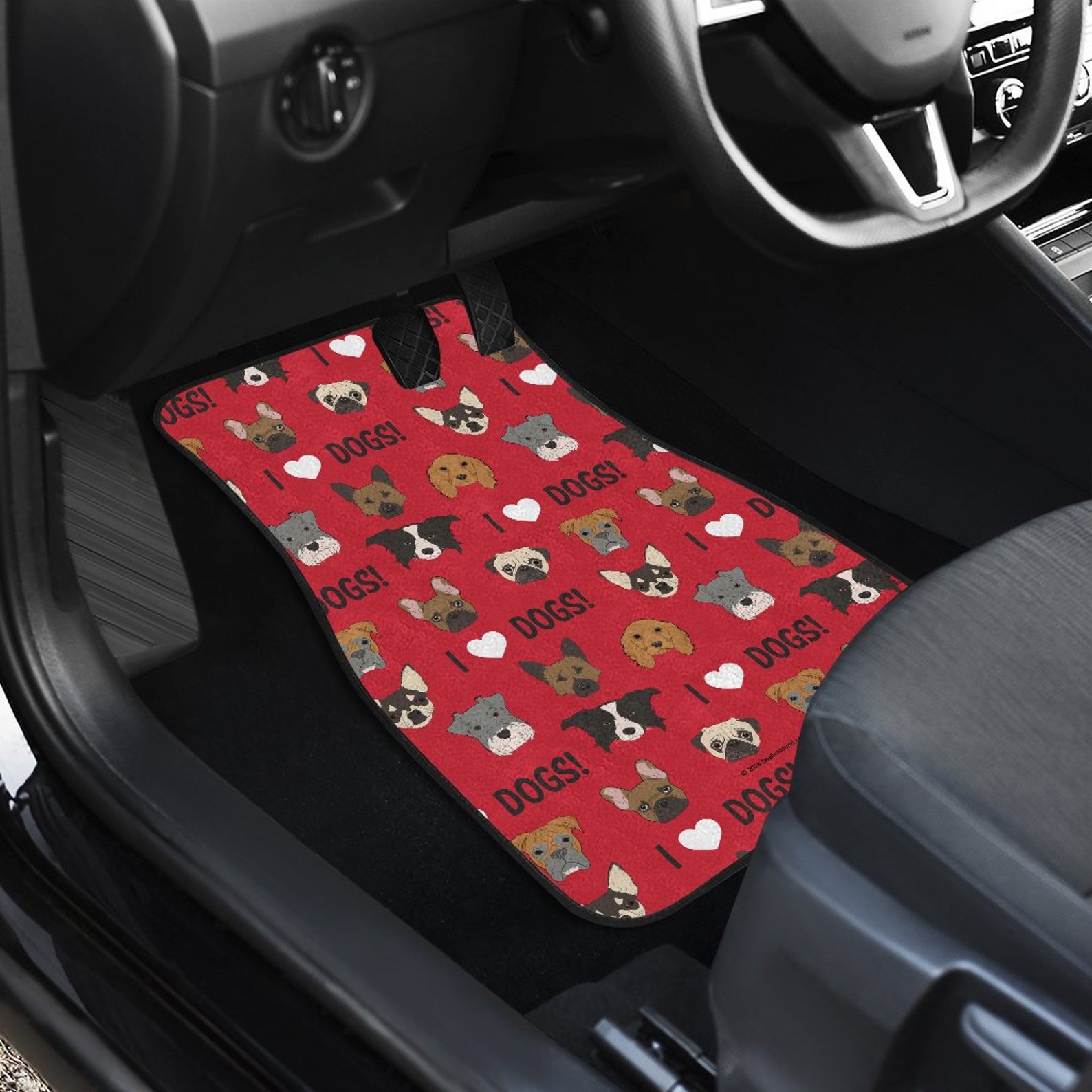 I Love Dogs Red Car Floor Mats Set 2 x Front 2 x Back Etsy