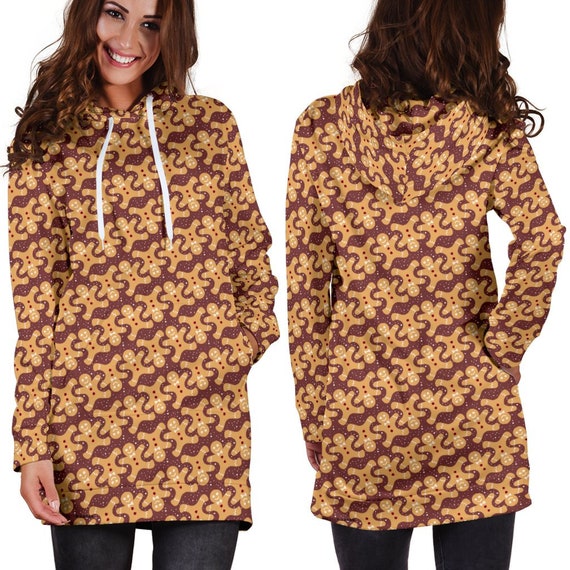 Ugly Christmas Sweater Hooded Dress Gingerbread Men Design Etsy