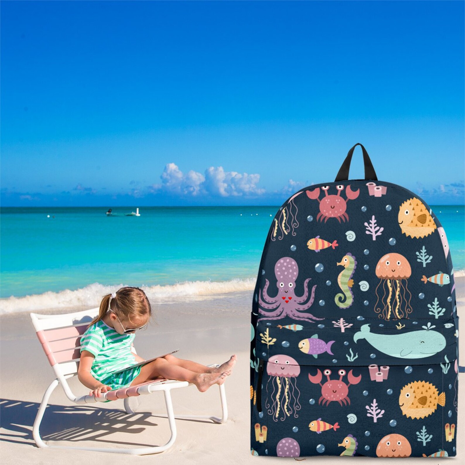 Sea Life Collection Backpack dark Blue for Kids Teens and Etsy