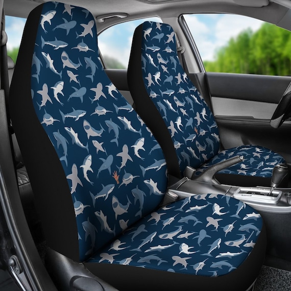 Great White Shark Pair Of Micro Fiber Car Seat Covers Design Singapore - Car Seat Covers Blue And White Great White Shark Pair Of Micro Fiber Car Seat Covers Design Singapore - Car Seat Covers Blue And White